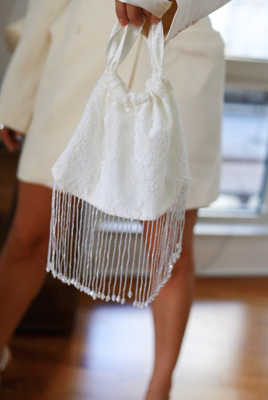 Luxury White Fringe Bridal Bag