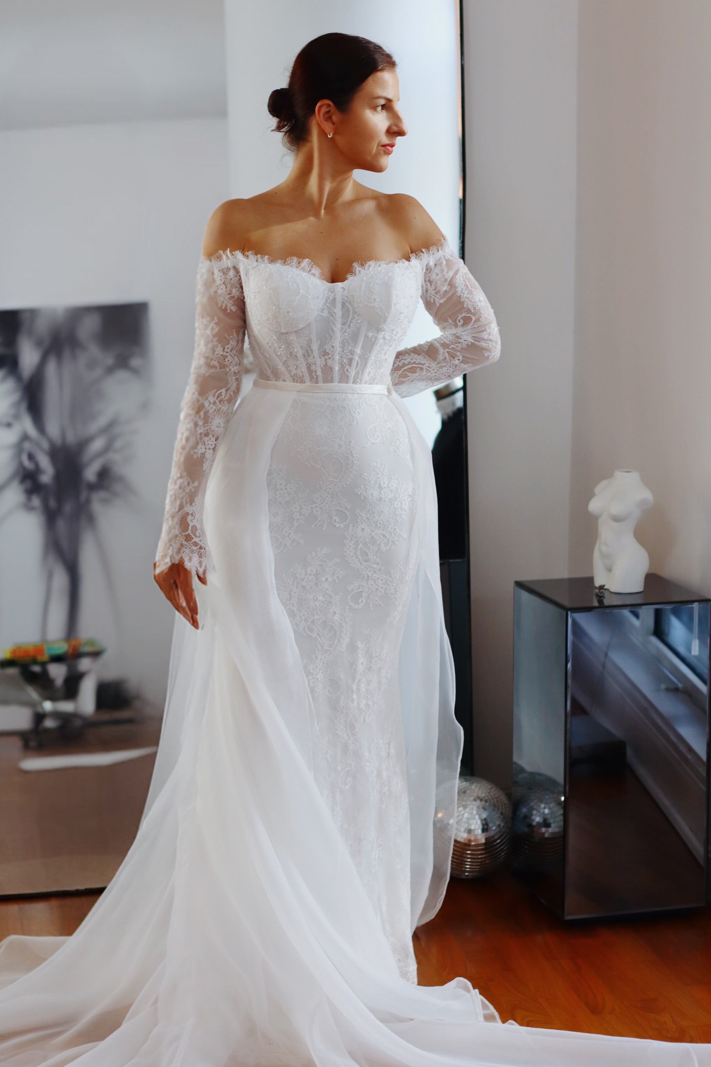 Detachable Organza Bridal Train