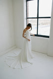 Rose Crepe Bridal Gown with Detachable Sleeves - Velo Bianco