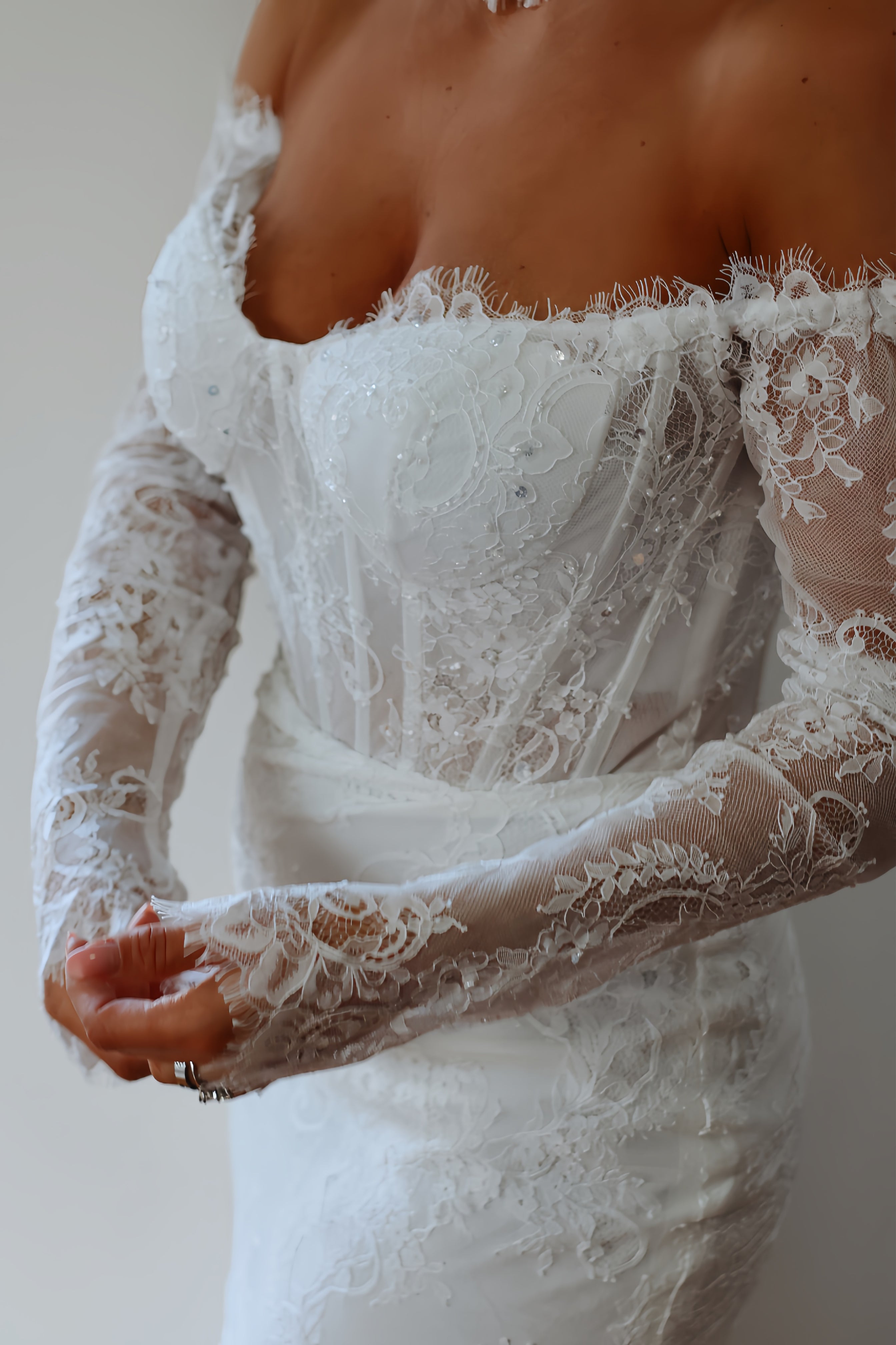 April ~ Lace Applique Wedding Dress