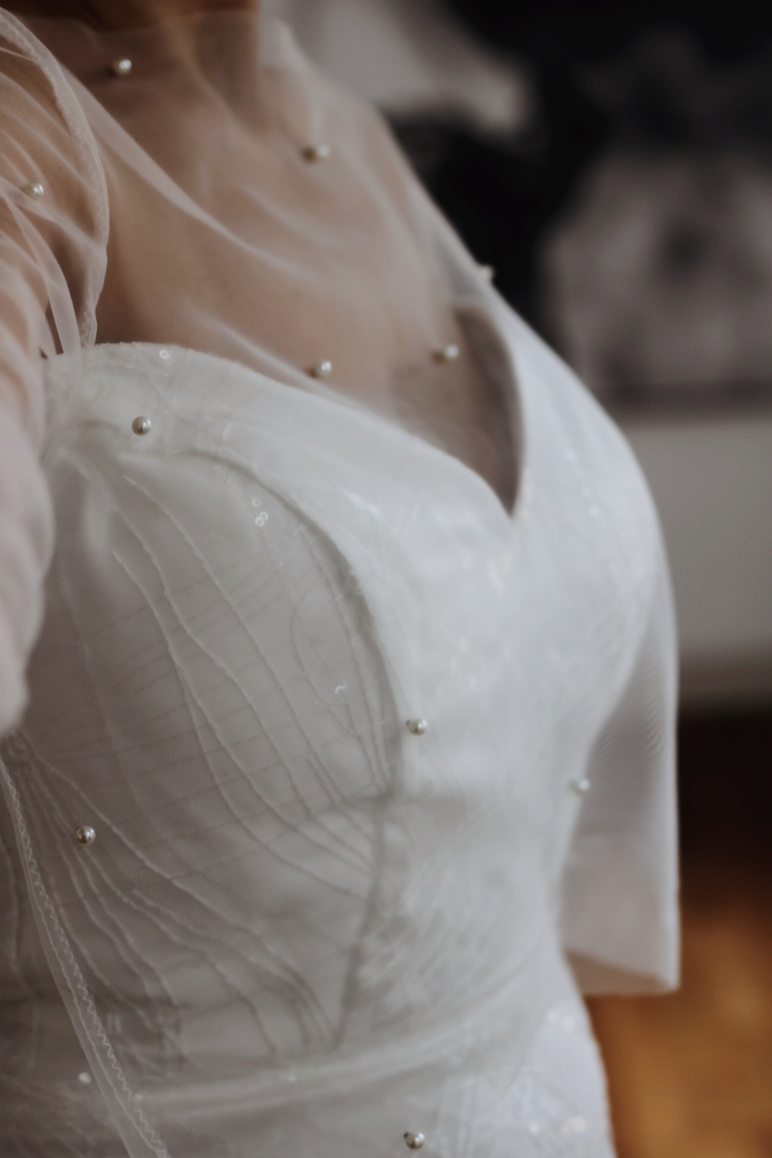Pearl Bridal Top - Velo Bianco