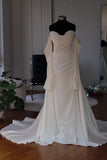 Rose Crepe Bridal Gown with Detachable Sleeves - Velo Bianco