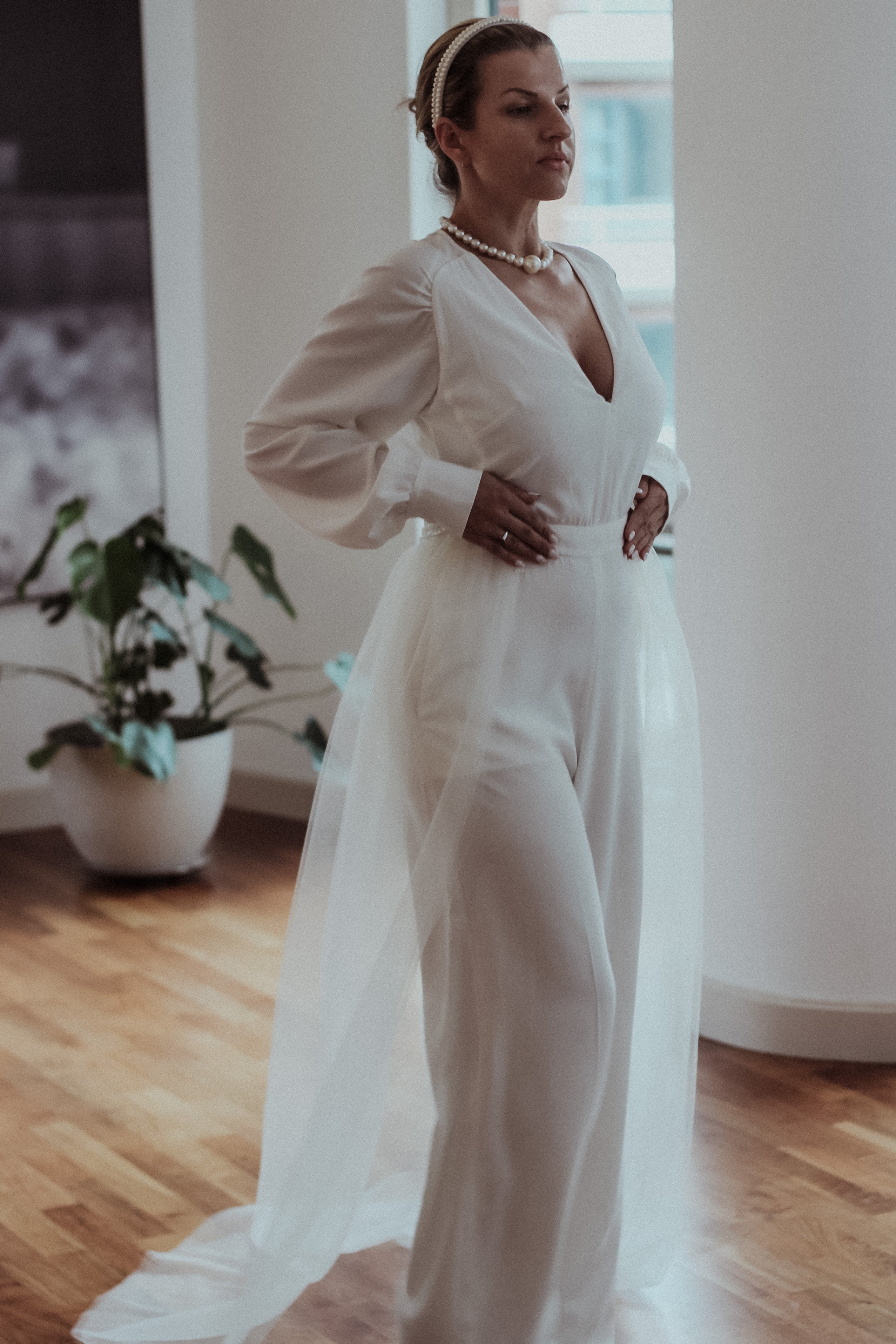 Detachable Bridal Train - Velo Bianco