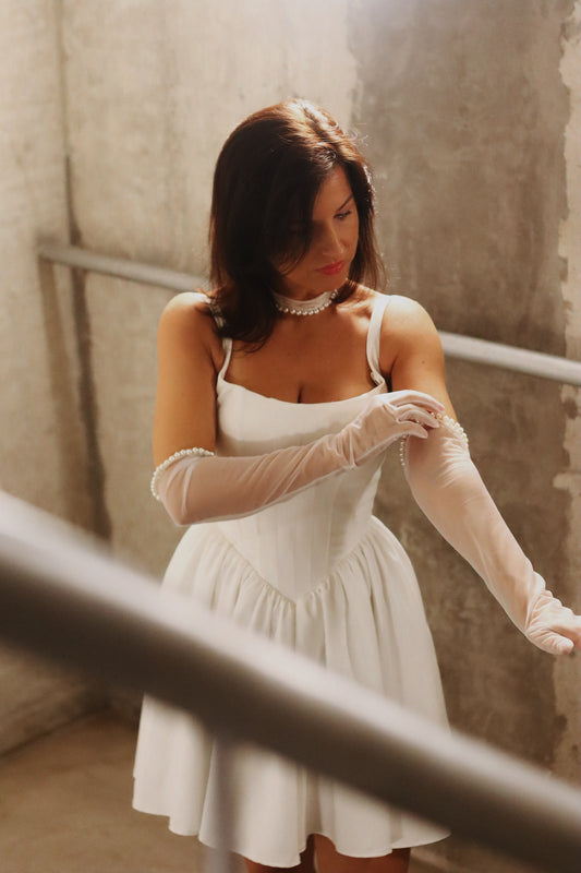 Pearl Tulle Bridal Gloves
