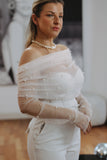 pearl wedding wrap & fingerless gloves set