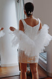Luxury Short Ruffled Wedding Cape