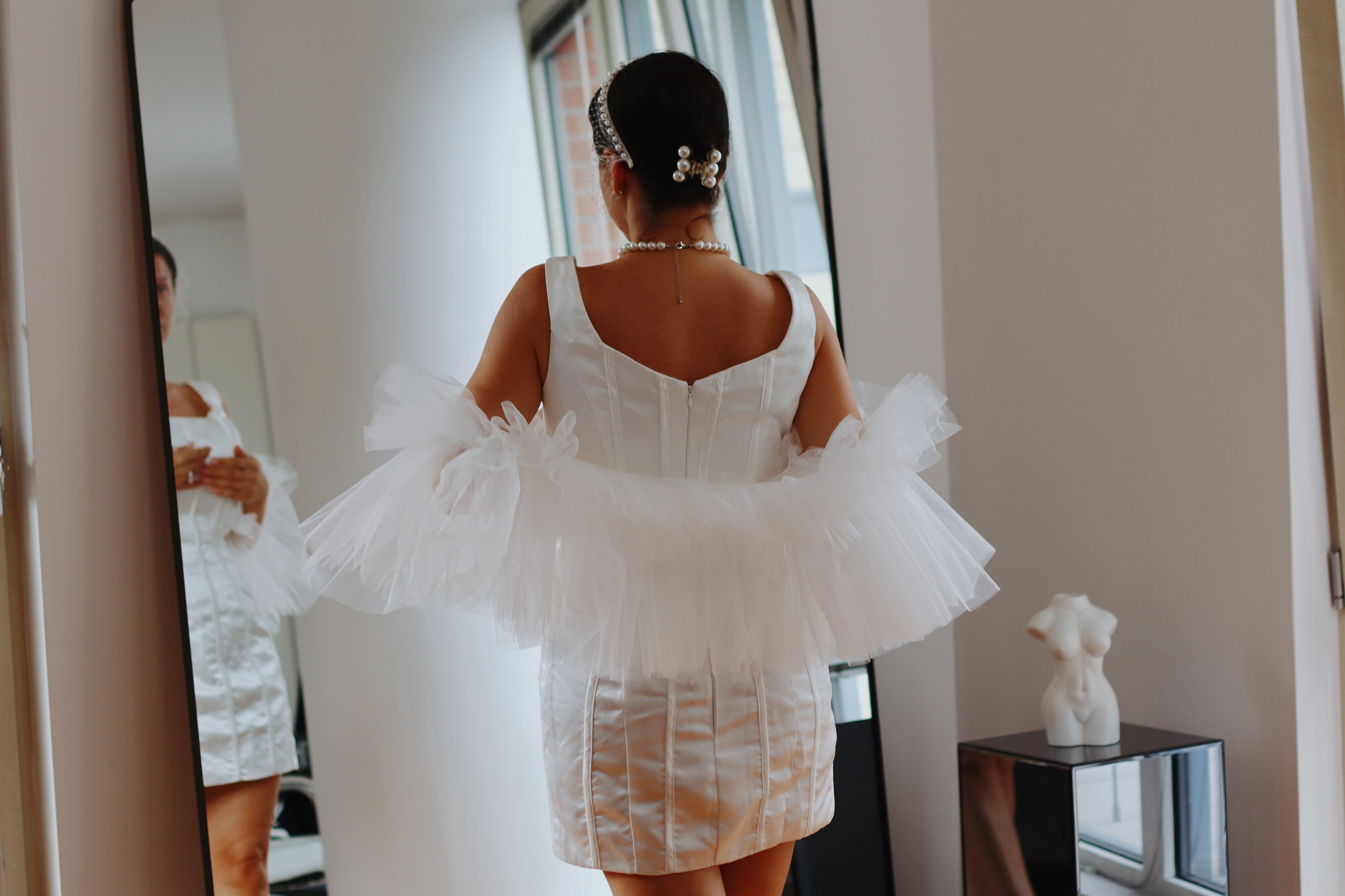 Luxury Short Ruffled Wedding Cape