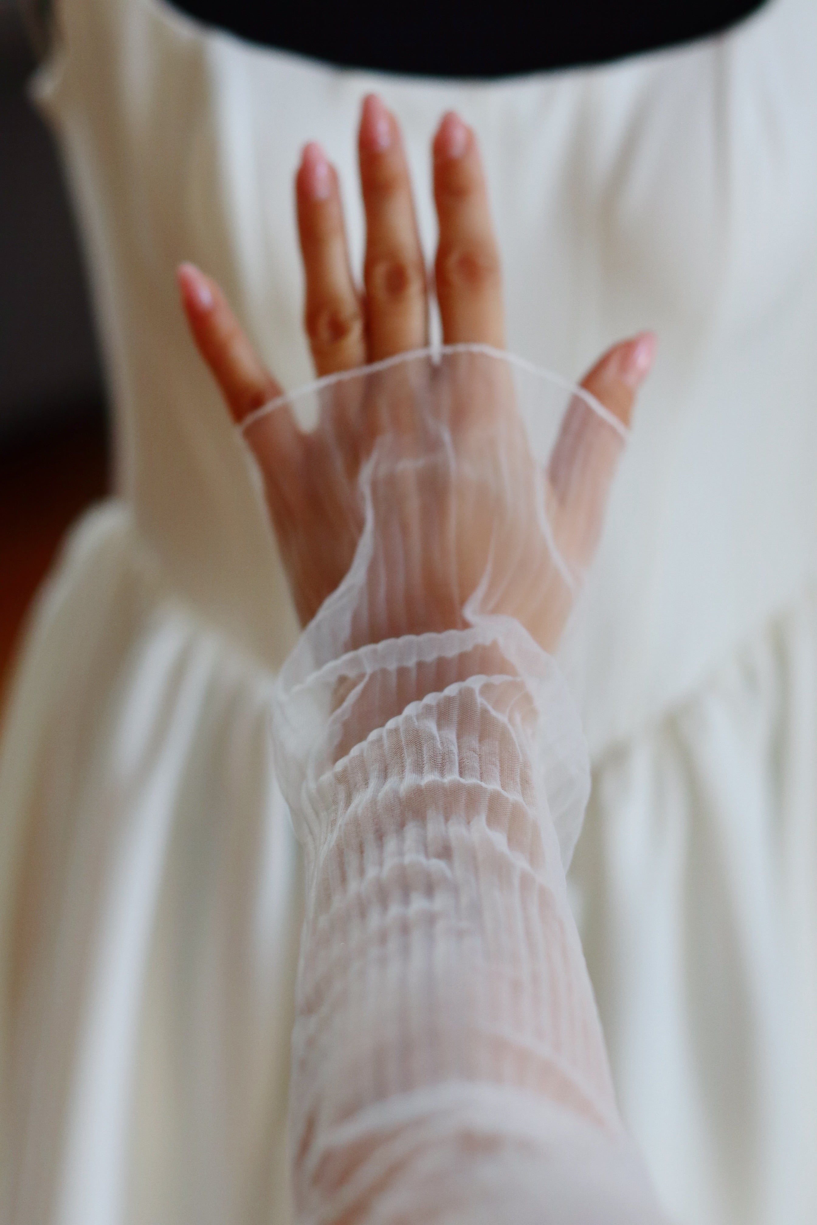 Pleated Organza Wedding Sleeves
