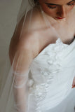 Cathedral Lace Trim Wedding Veil - Velo Bianco