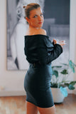 Black Satin Wrap - Velo Bianco
