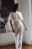 Floral Chiffon Wedding Cape - Velo Bianco