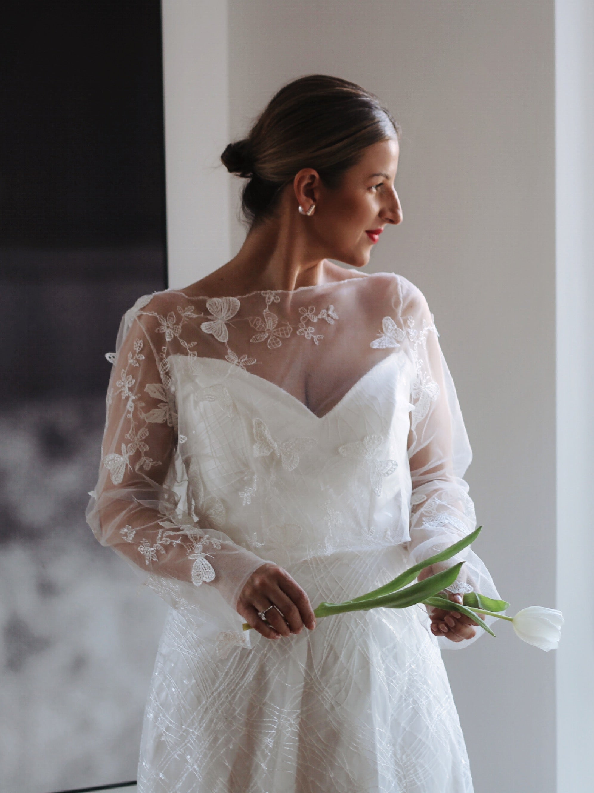 Butterfly Bridal Top - Velo Bianco