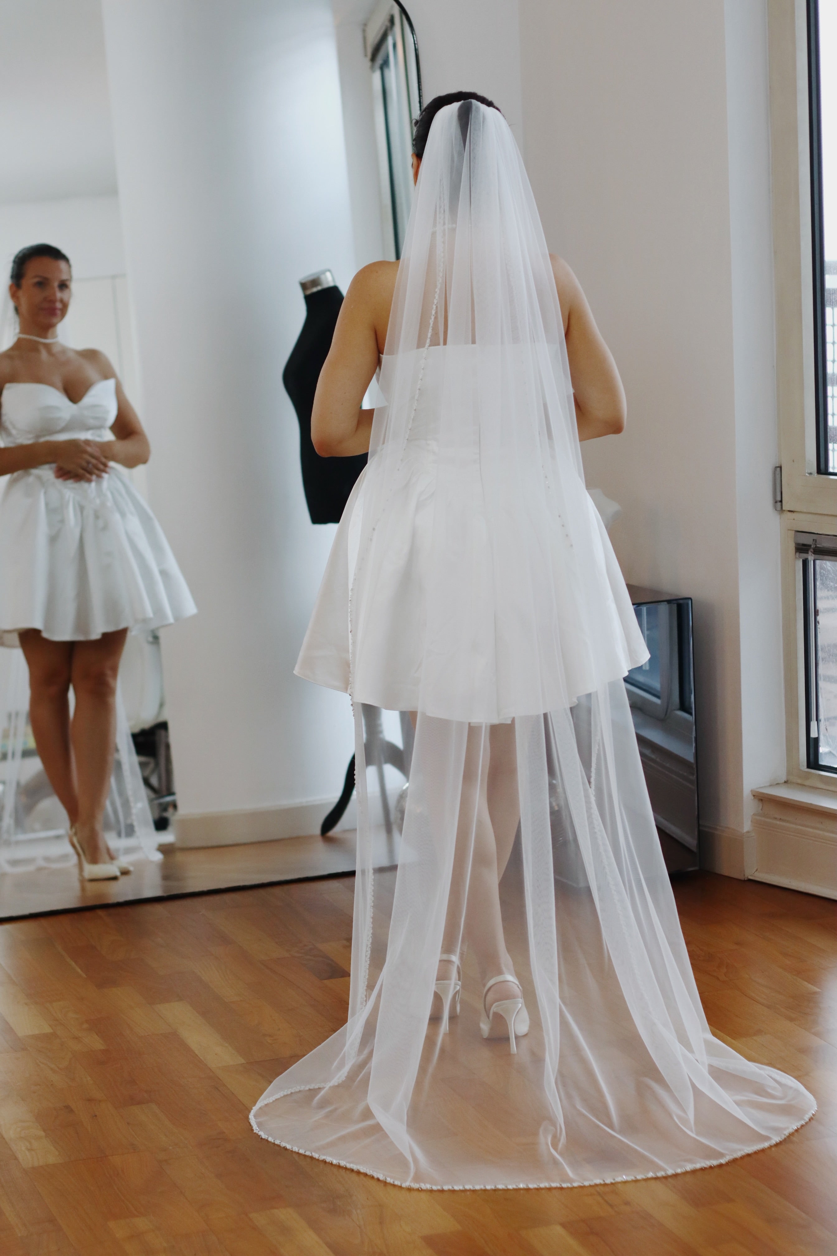 Pearl & Rhinestone Edge Wedding Veil