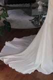 Rose Crepe Bridal Gown with Detachable Sleeves - Velo Bianco