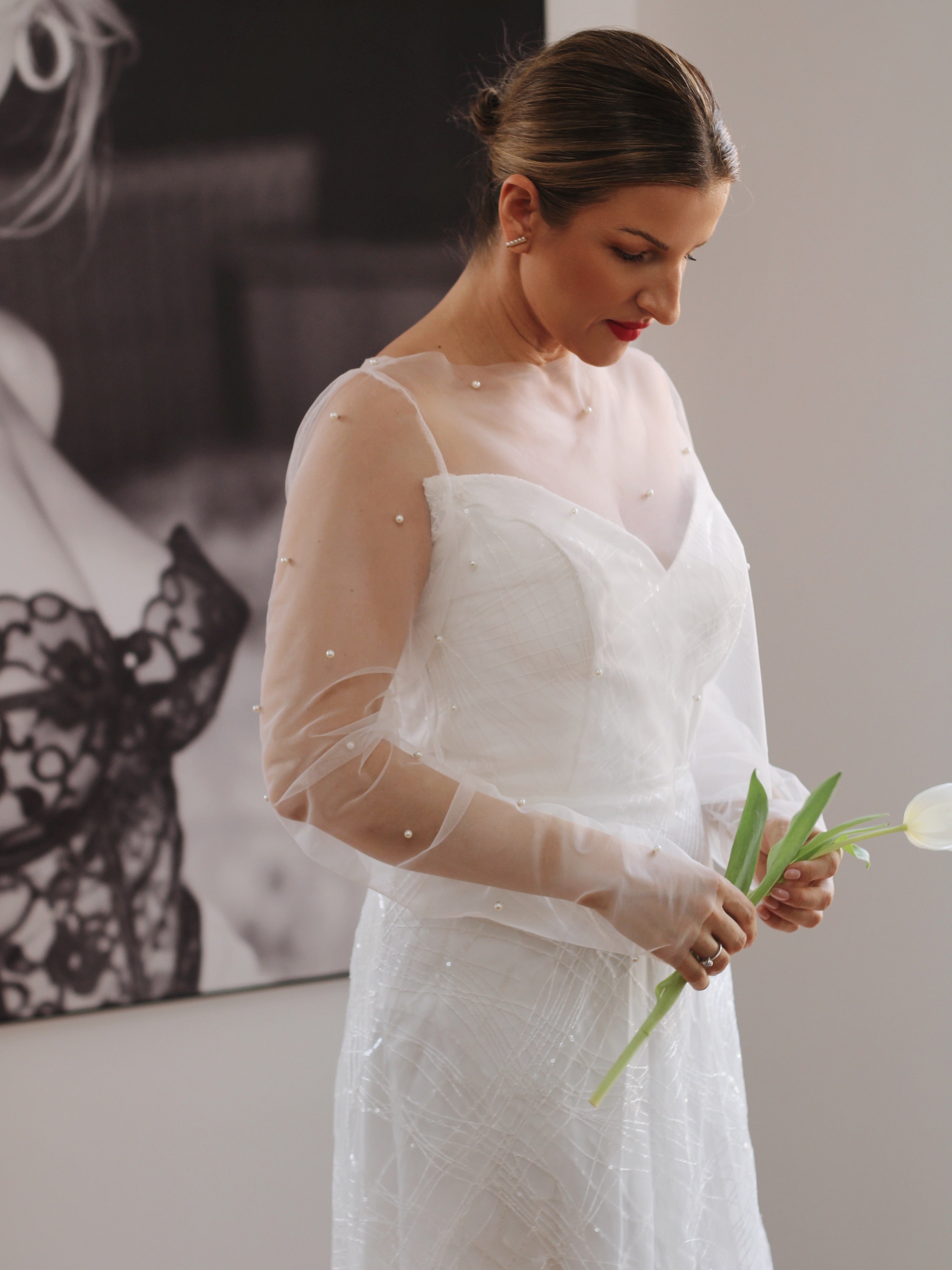 Pearl Bridal Top - Velo Bianco