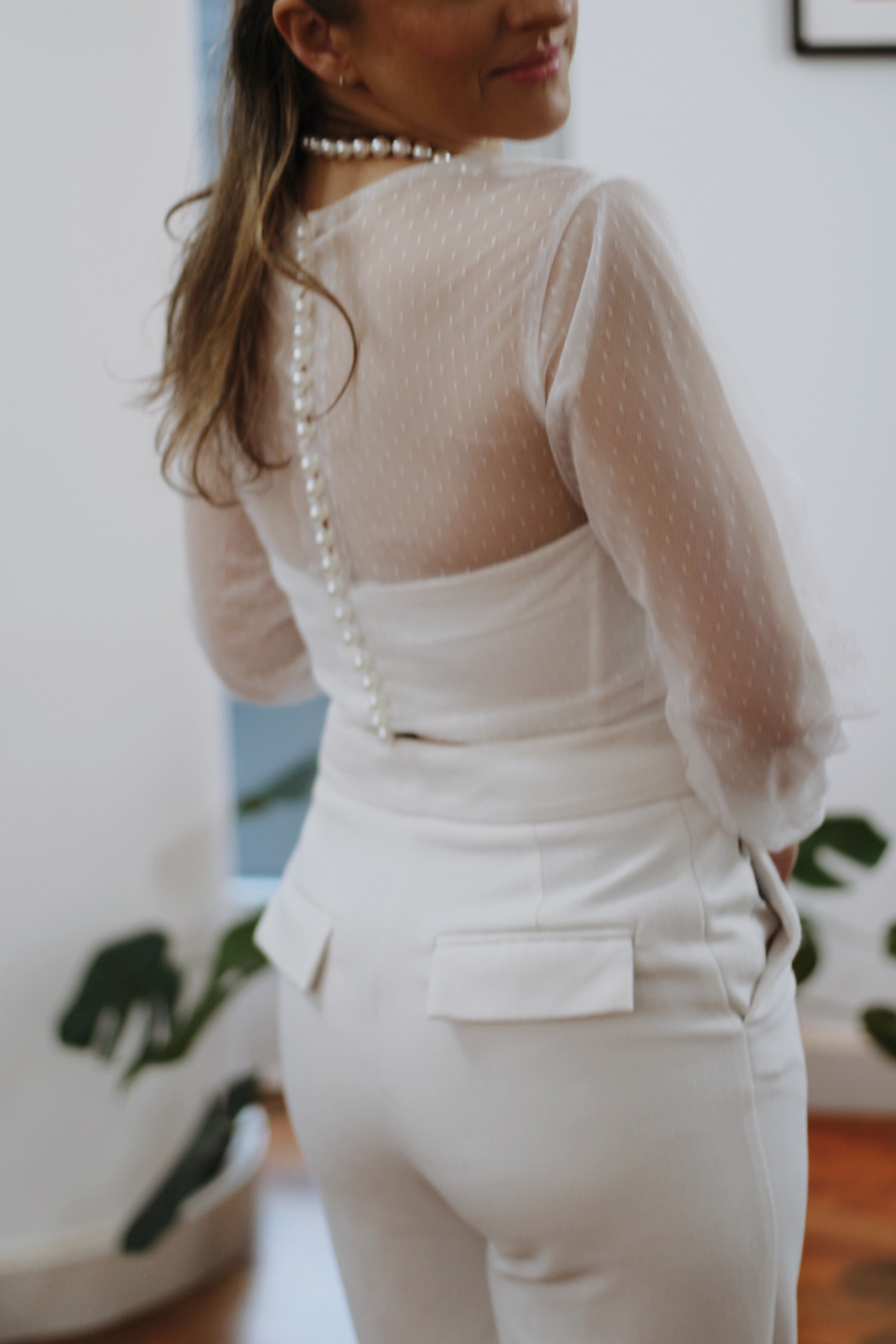 Polka Bridal Top - Velo Bianco