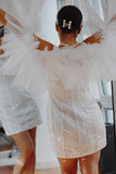 Luxury Short Ruffled Wedding Cape