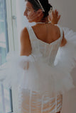 Luxury Short Ruffled Wedding Cape