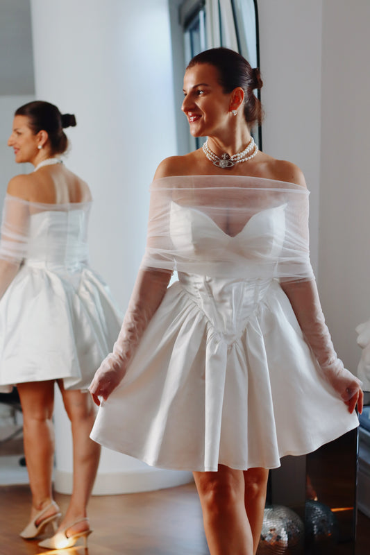Luxury bridal tulle shawl