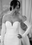 Detachable Crepe Bridal Sleeves with Pearls