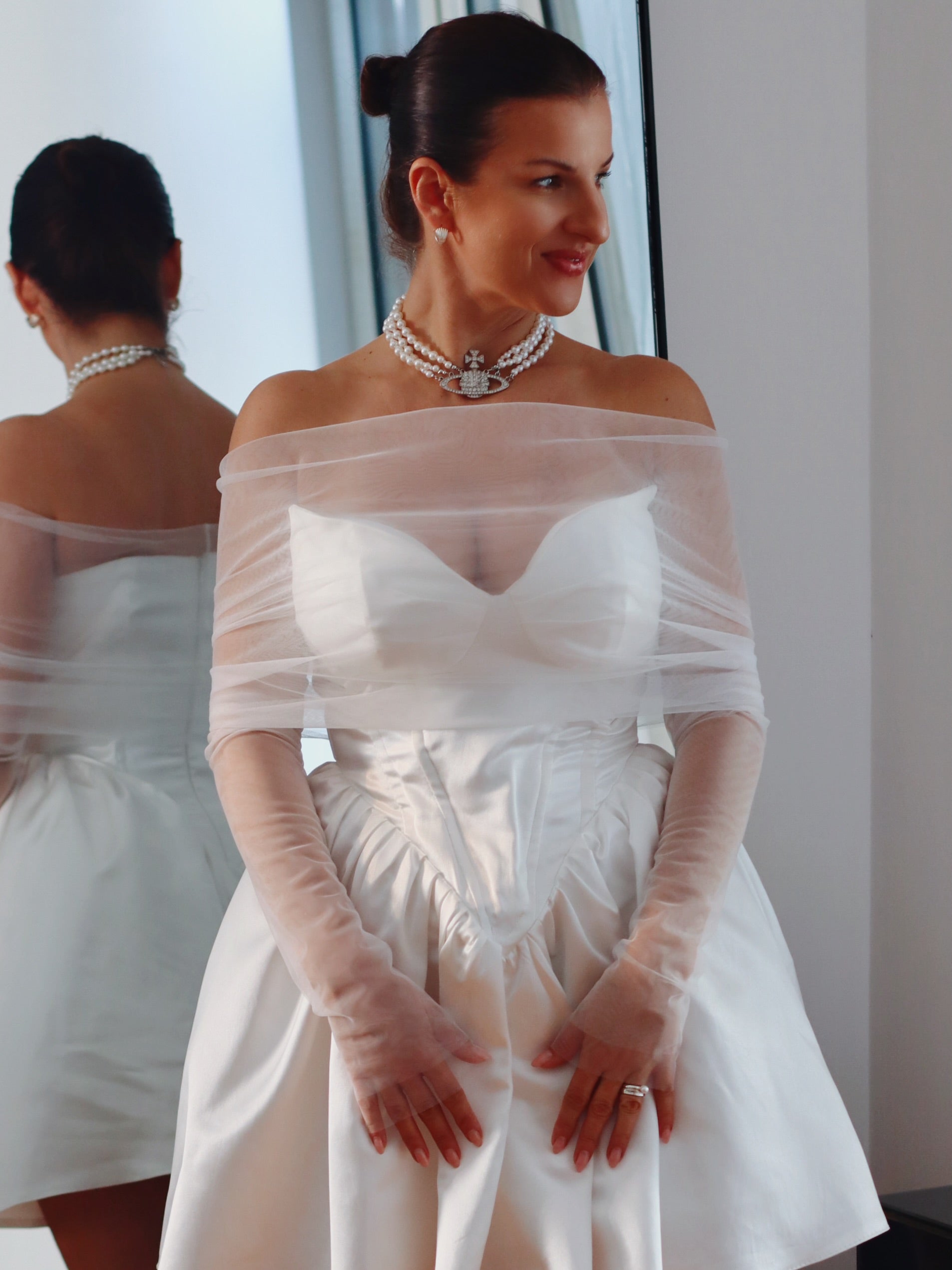 Luxury bridal tulle shawl