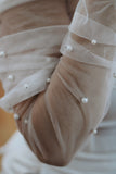 Pearl Wedding Wrap & Fingerless Glove Set - Velo Bianco