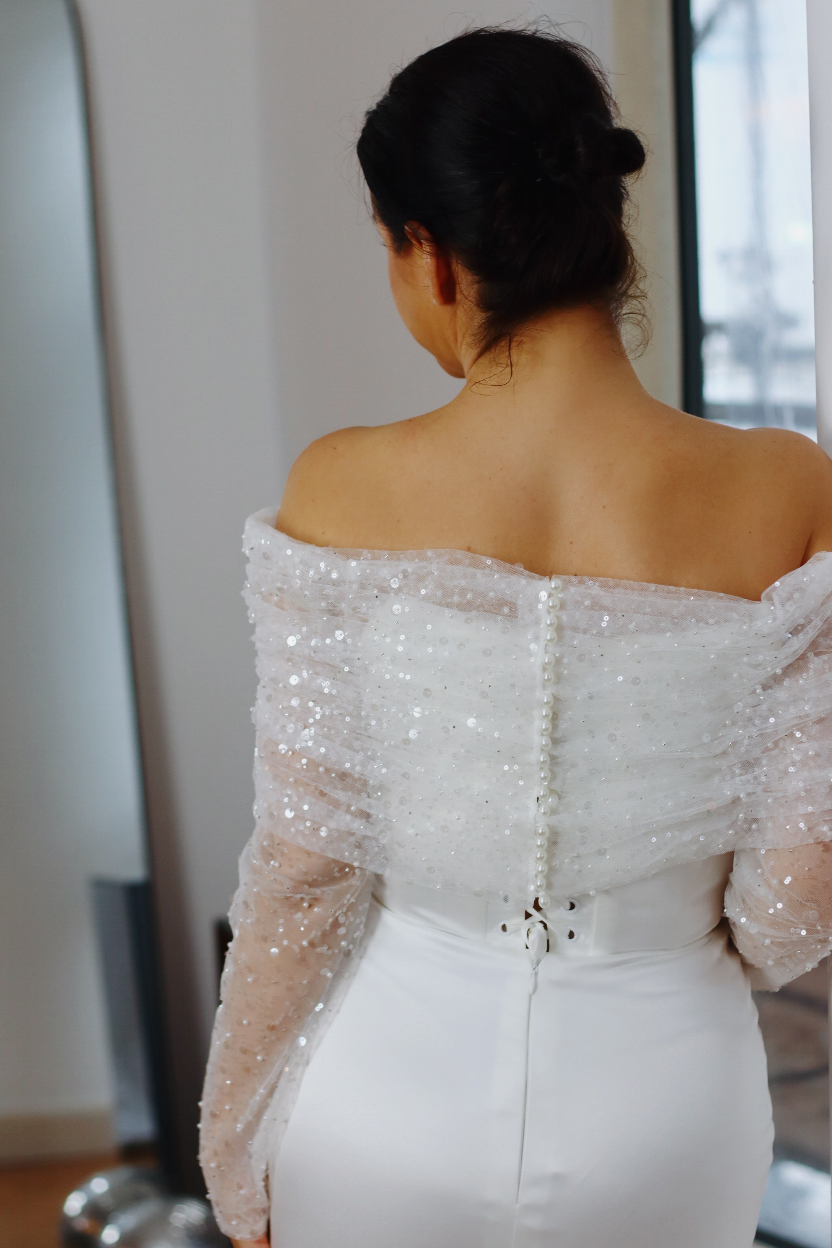 Sparkly Off-Shoulder Bridal Dress Topper