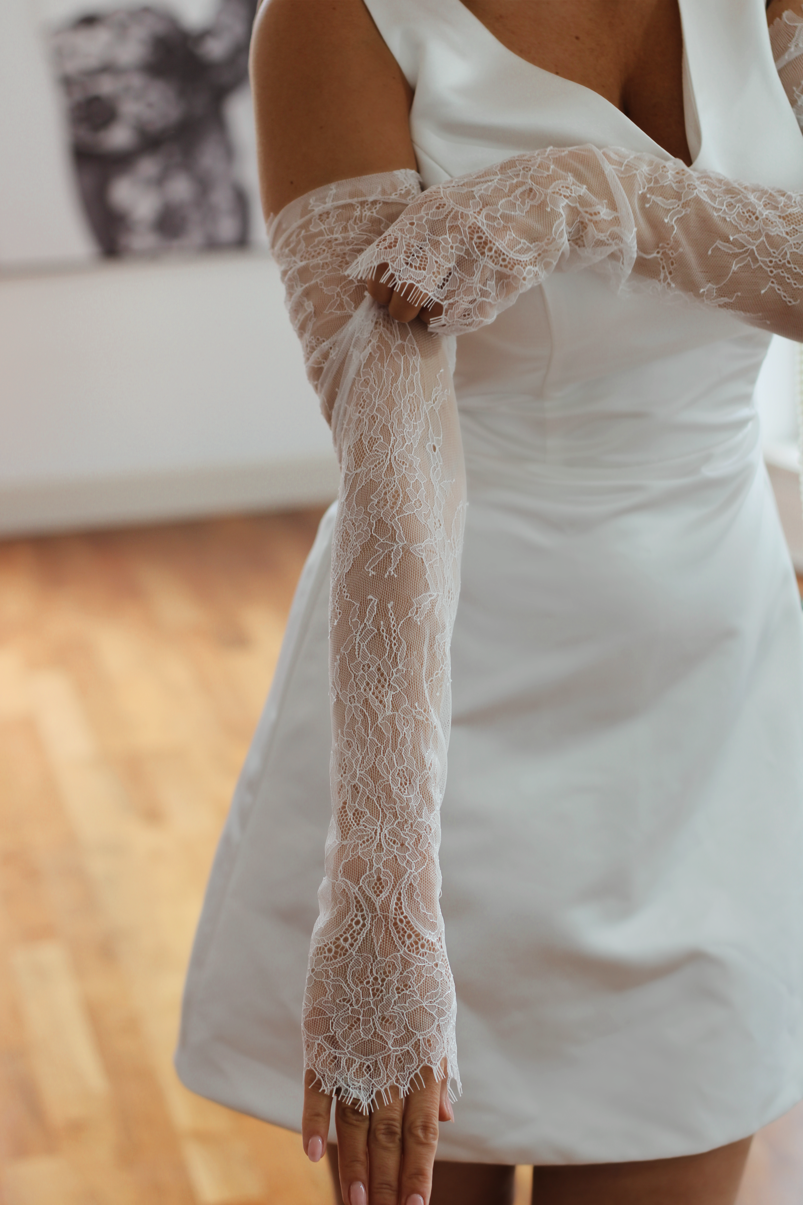 Luxe Chantilly Lace Wedding Sleeves