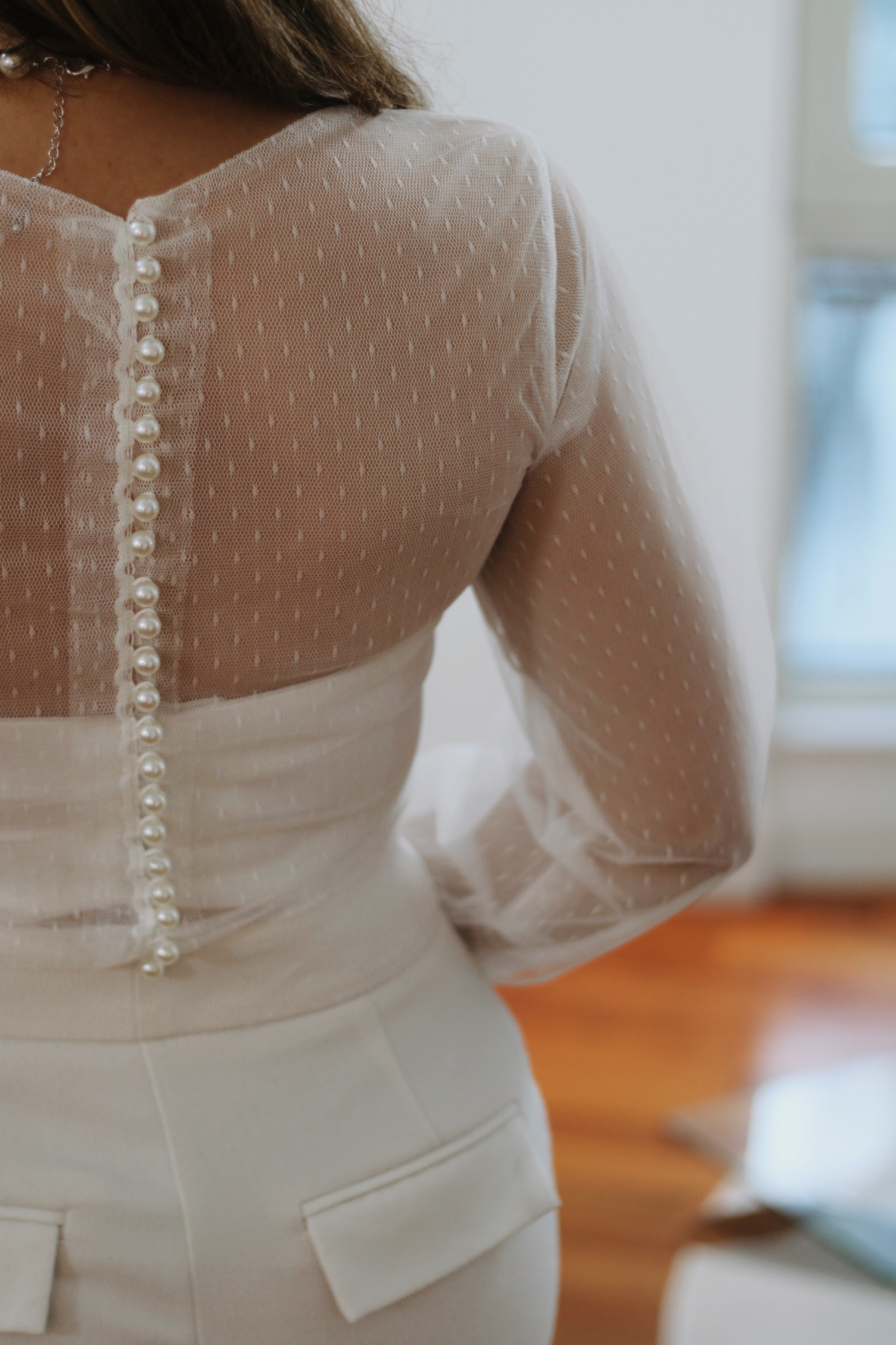 Polka Bridal Top - Velo Bianco