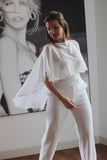 Floral Chiffon Wedding Cape - Velo Bianco