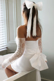 Charlotte French Lace Bridal Bow - Velo Bianco