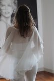 Floral Chiffon Wedding Cape - Velo Bianco