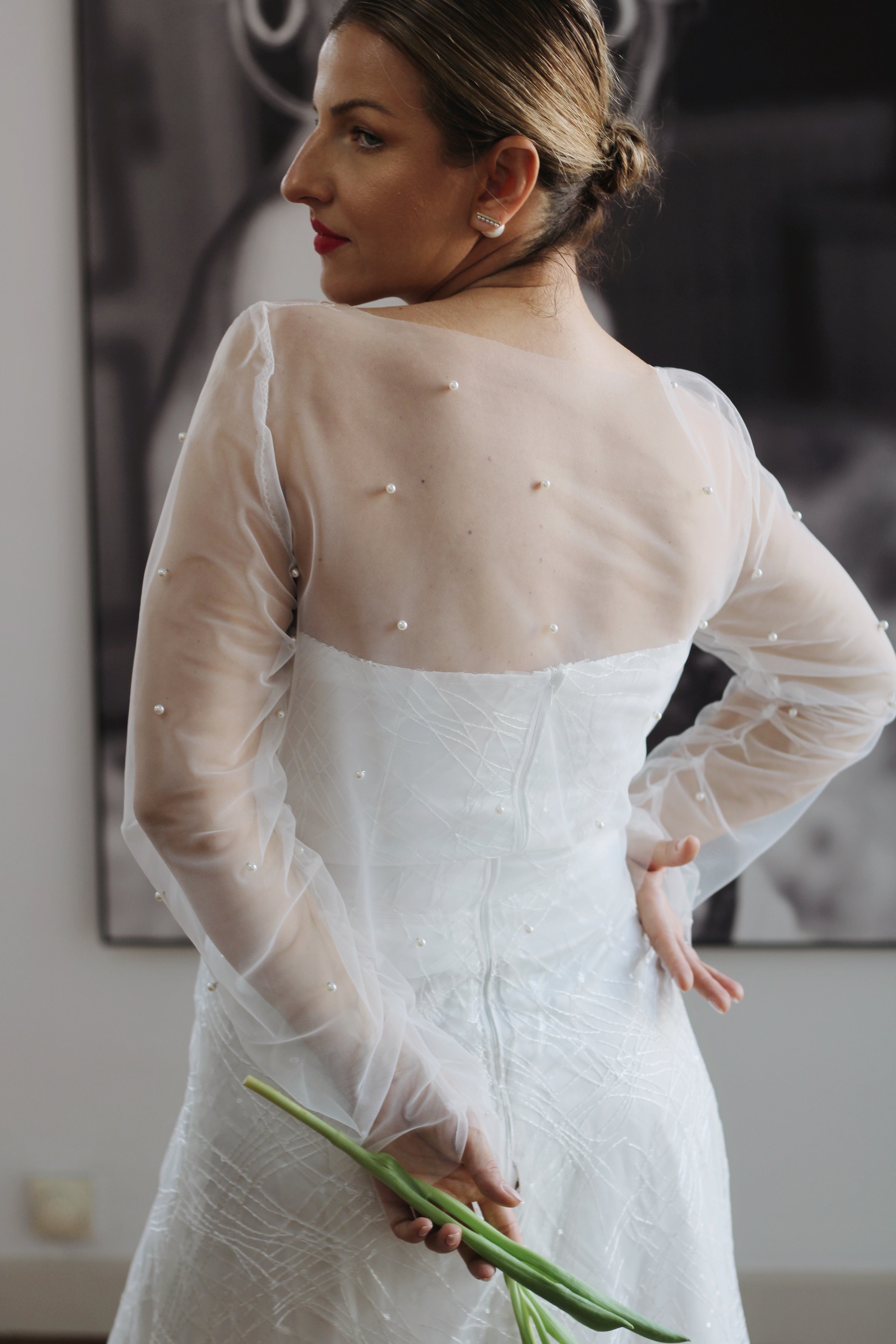 Pearl Bridal Top - Velo Bianco