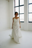 Rose Crepe Bridal Gown with Detachable Sleeves - Velo Bianco