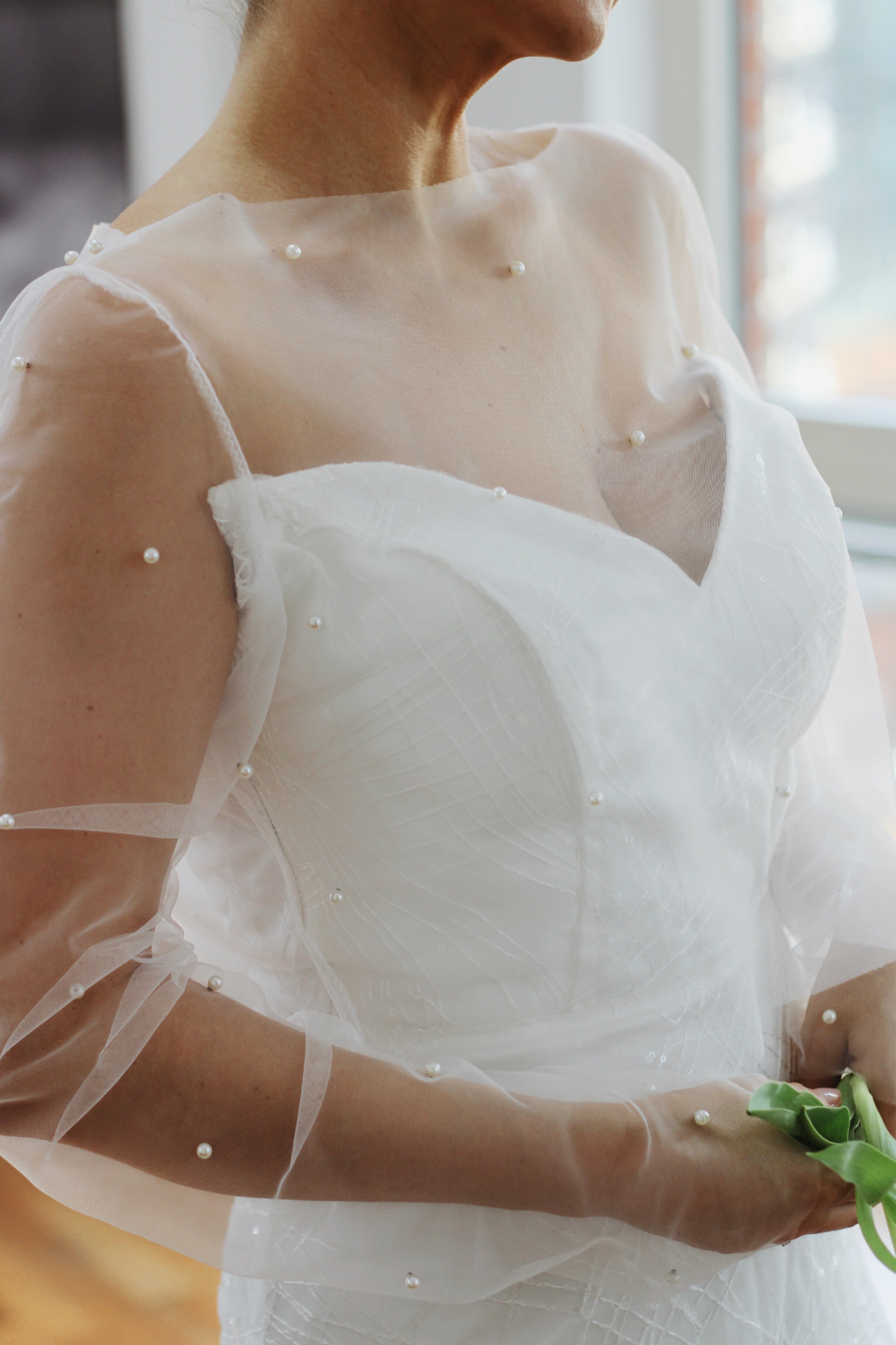 Pearl Bridal Top - Velo Bianco