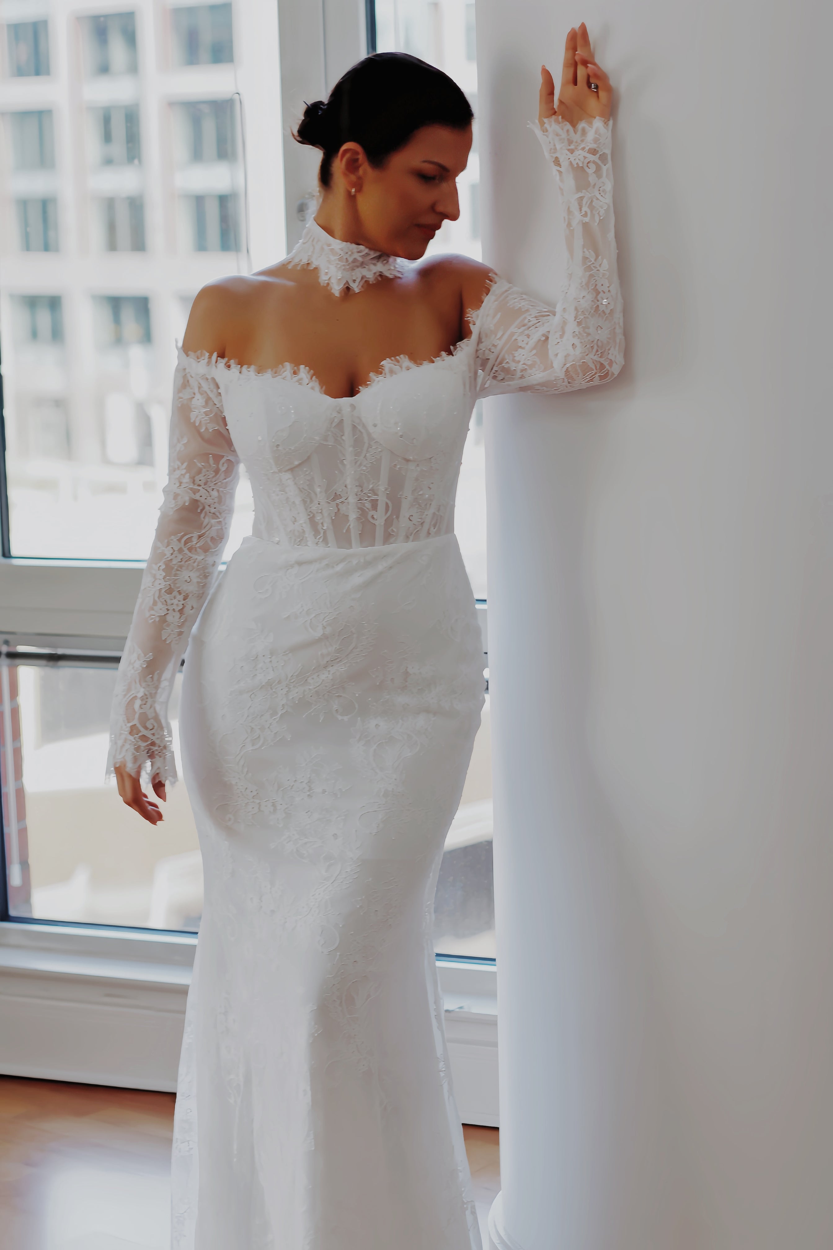 April ~ Lace Applique Wedding Dress