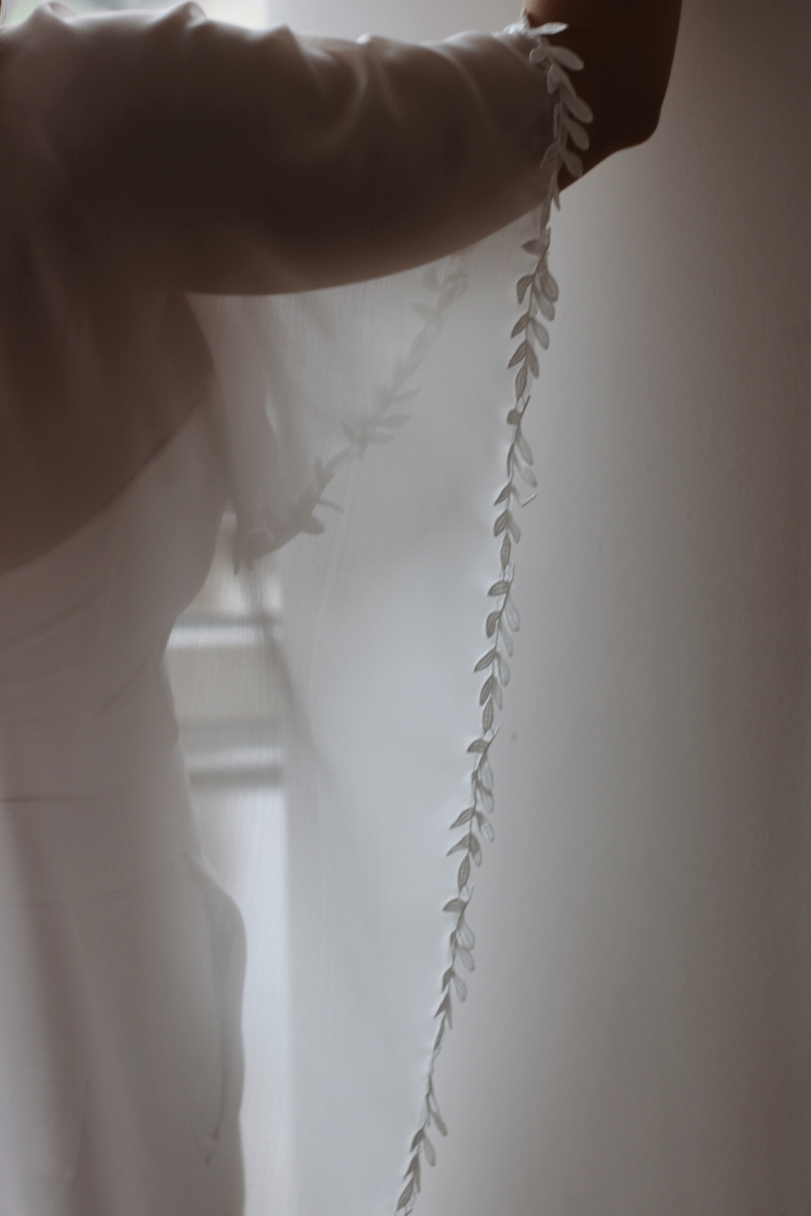 Floral Chiffon Wedding Cape - Velo Bianco