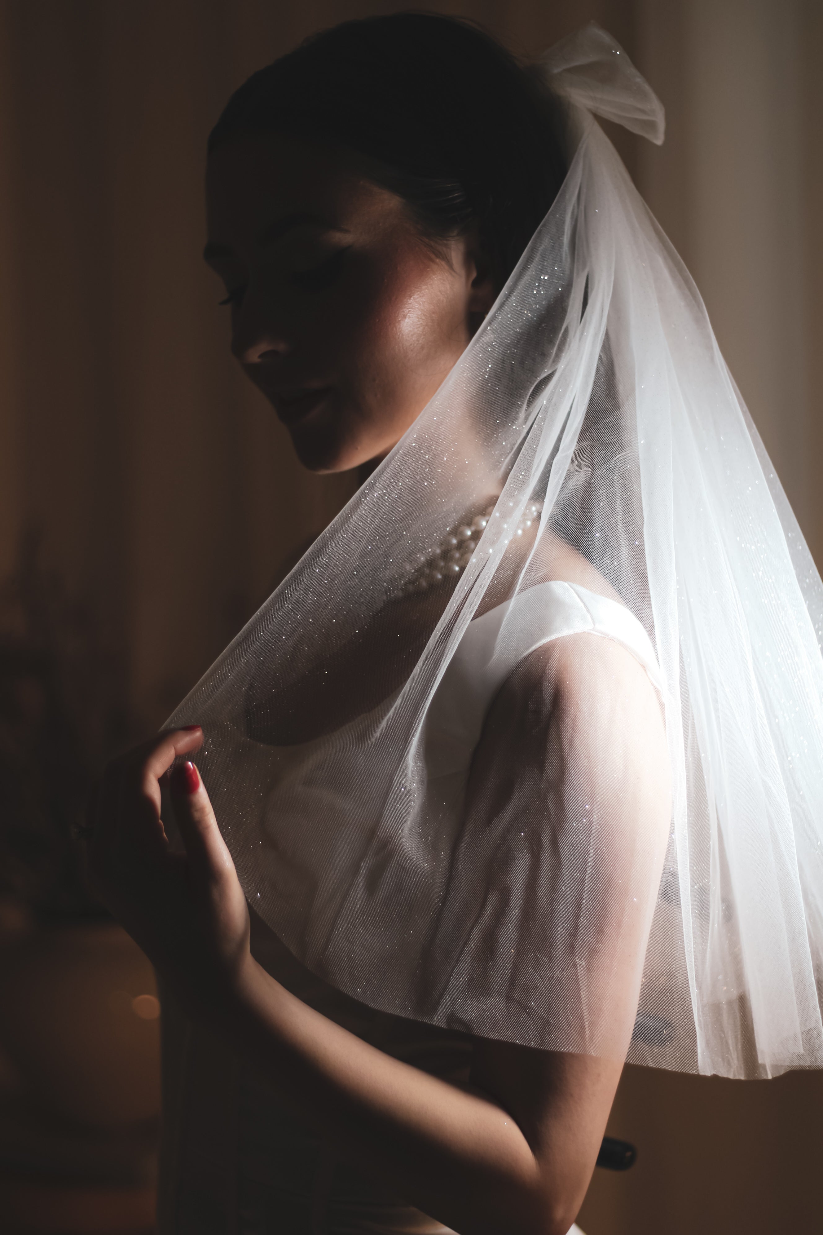 Sparkly Short Wedding Veil