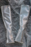 Detachable Satin Bridal Sleeves with Pearls