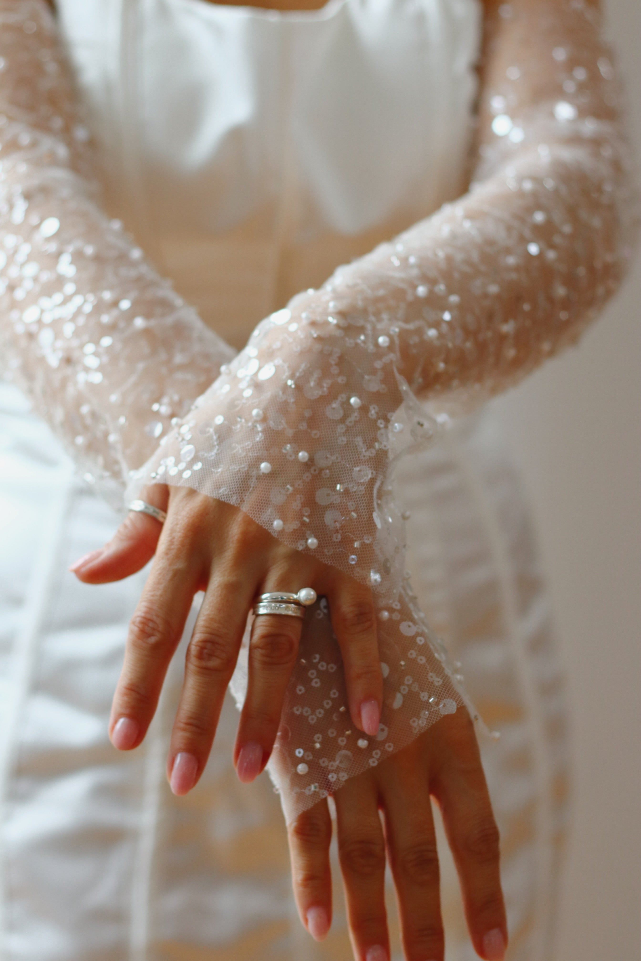 Luxury Sequin Appliqué Wedding Sleeves