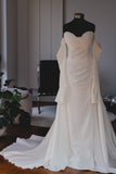 Rose Crepe Bridal Gown with Detachable Sleeves - Velo Bianco