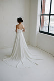 Rose Crepe Bridal Gown with Detachable Sleeves - Velo Bianco