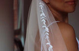 Cathedral Wedding Veil Leaf Trim - Velo Bianco