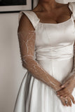 Luxury Patterned Fingerless Bridal Gloves - Velo Bianco