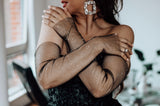 Fingerless Black Glitter Bridal Gloves - Velo Bianco
