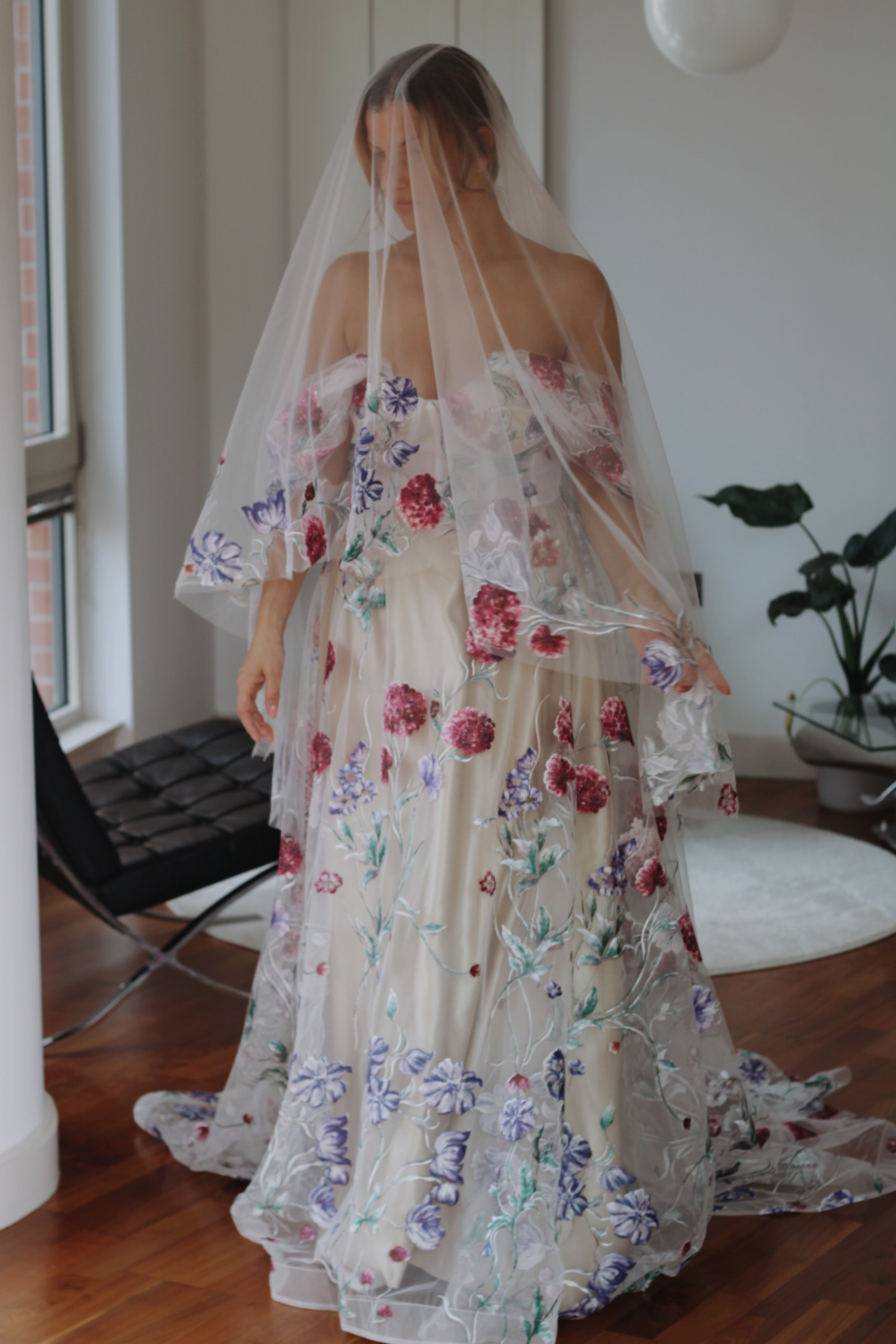 Colour Drop Wedding Veil - Velo Bianco