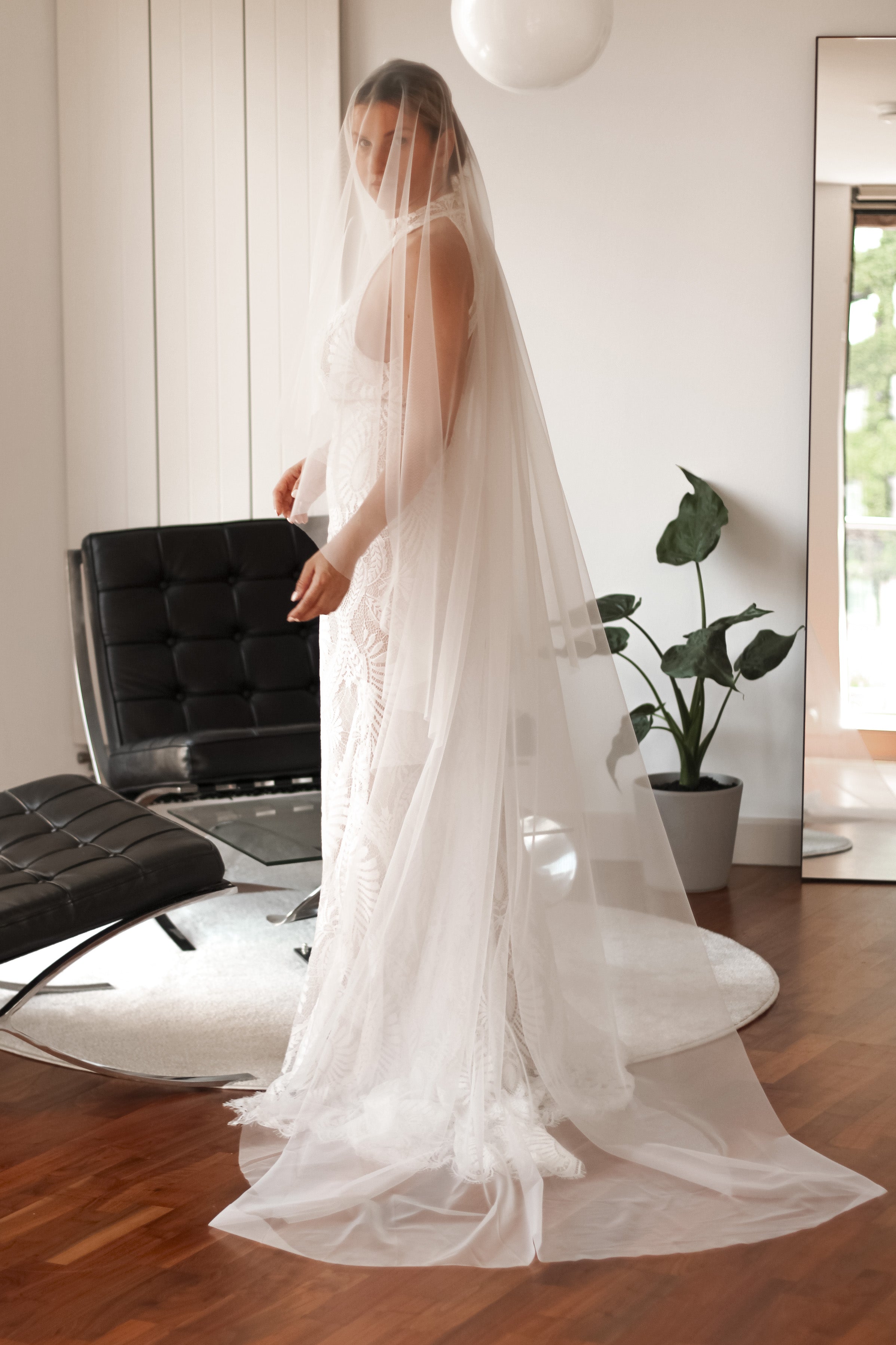 English Tulle Drop Wedding Veil - Velo Bianco