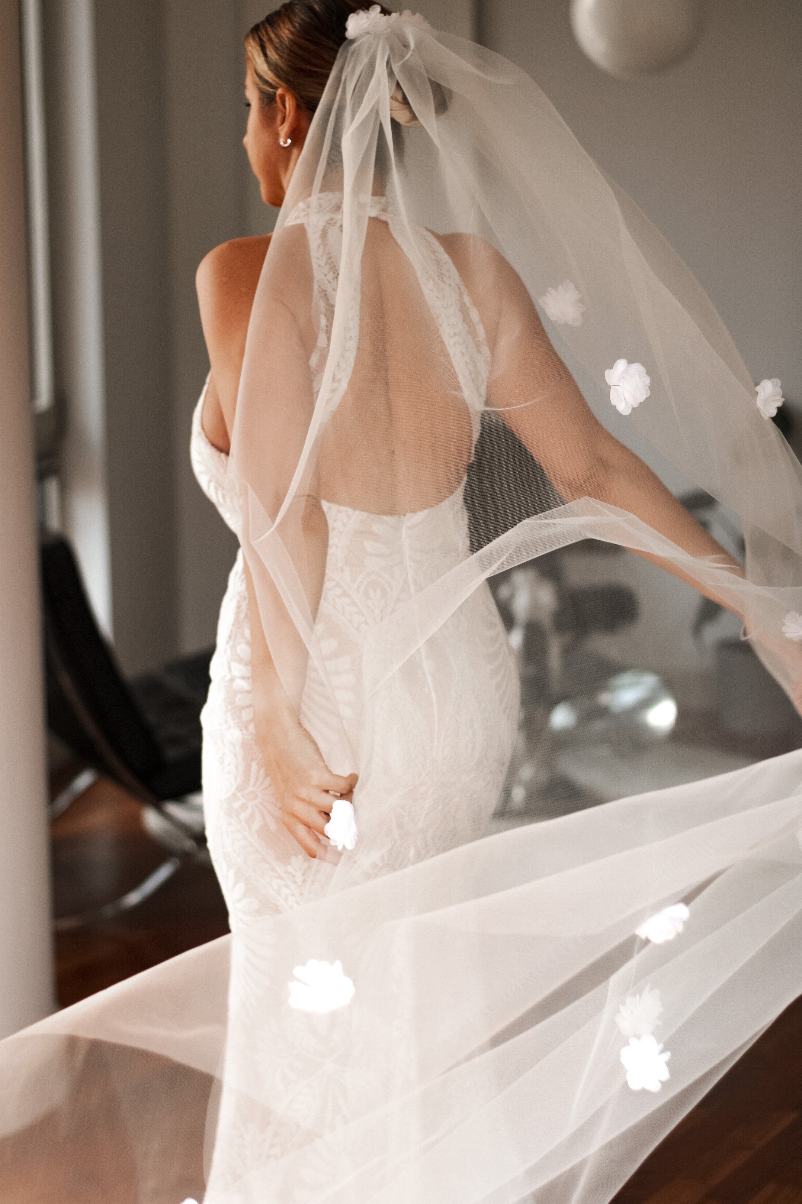 3D Flower Wedding Veil - Velo Bianco