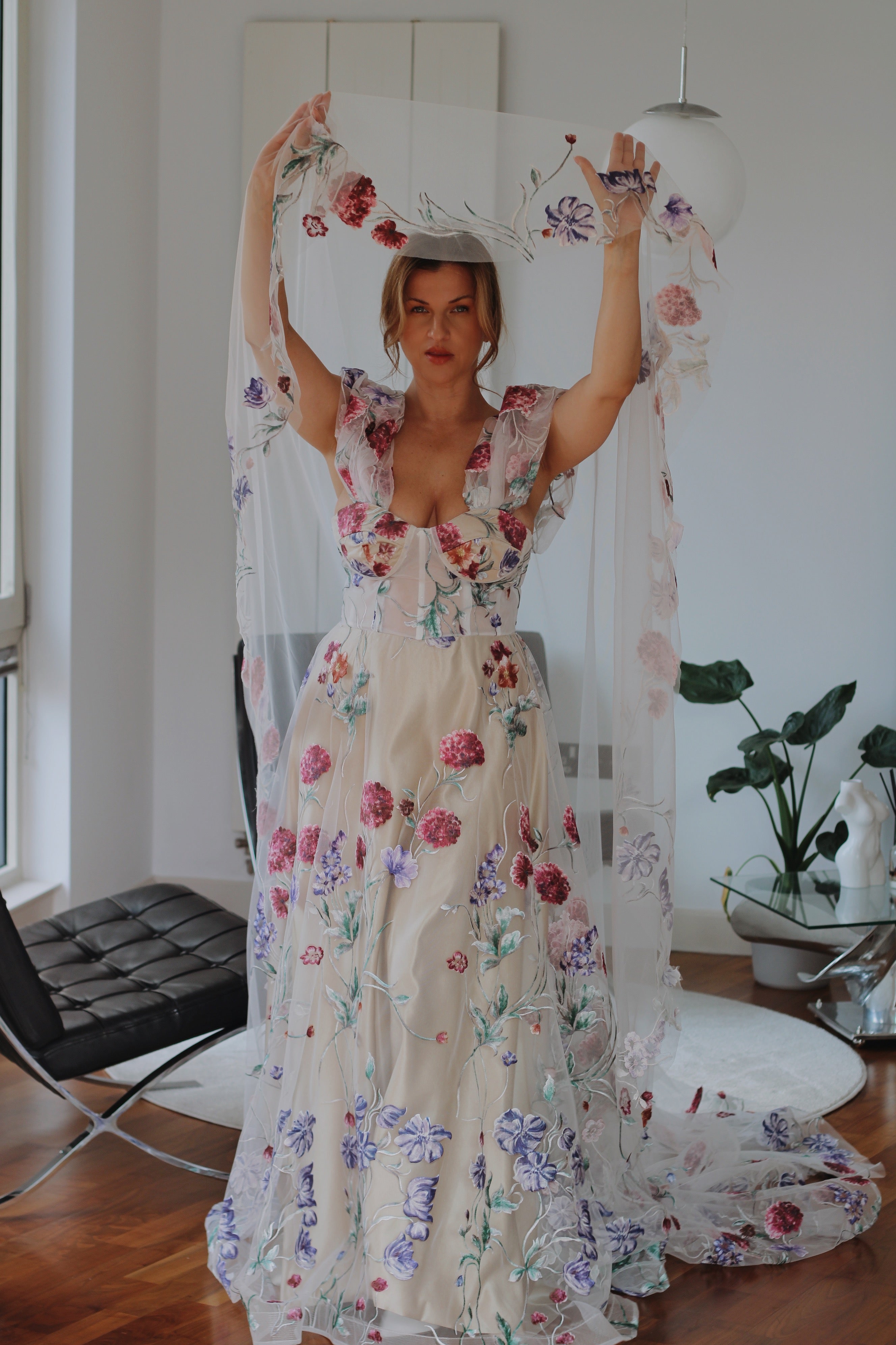Colour Drop Wedding Veil - Velo Bianco