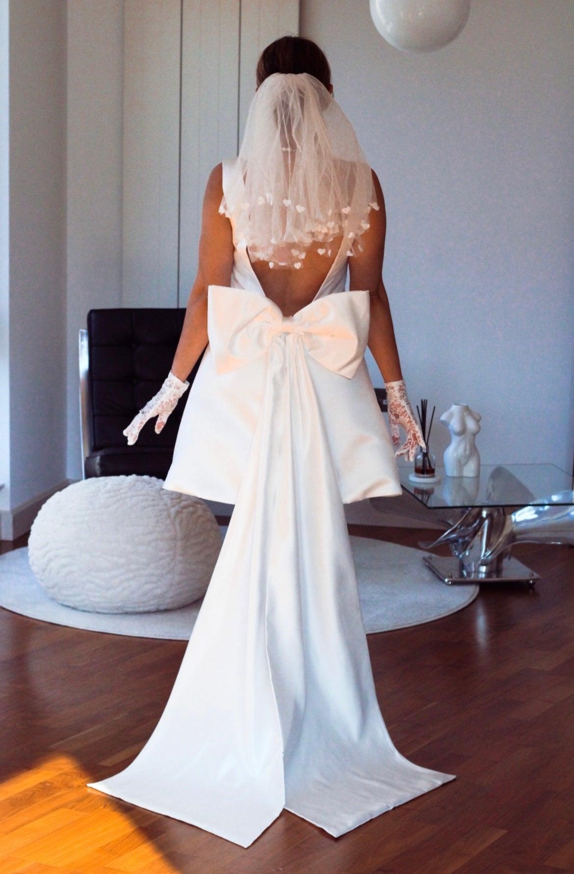 Bow Mini Wedding Dress - Velo Bianco